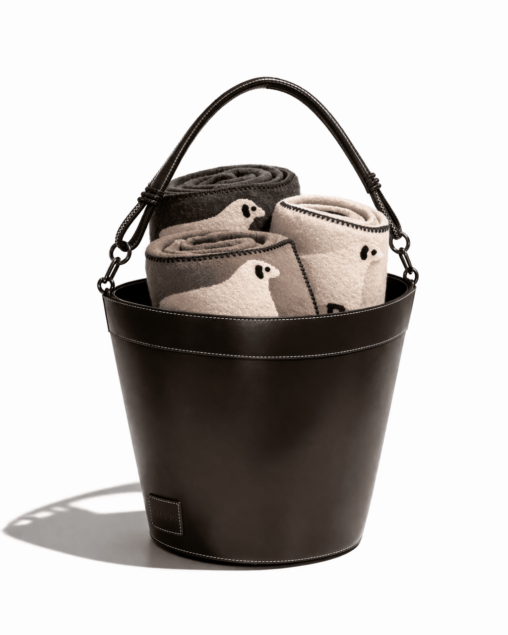 MOREAU LEATHER BIN WITH HANDLE | ESPRESSO