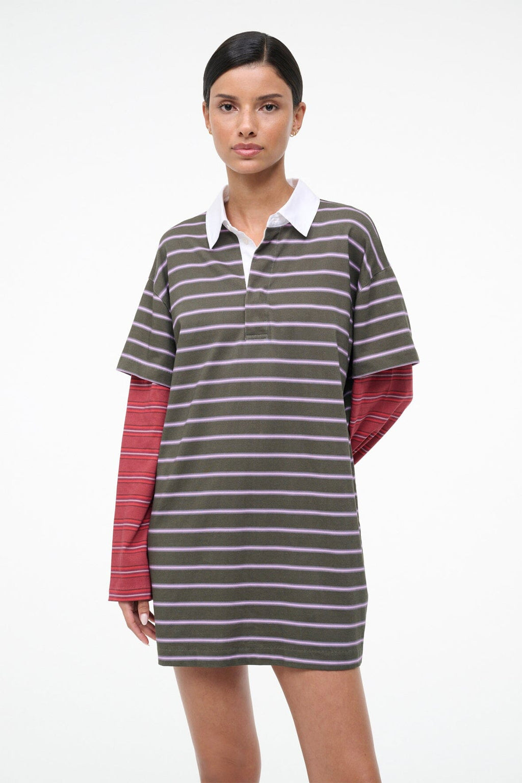 IVAR DRESS | PINE STRIPE BURGUNDY STRIPE