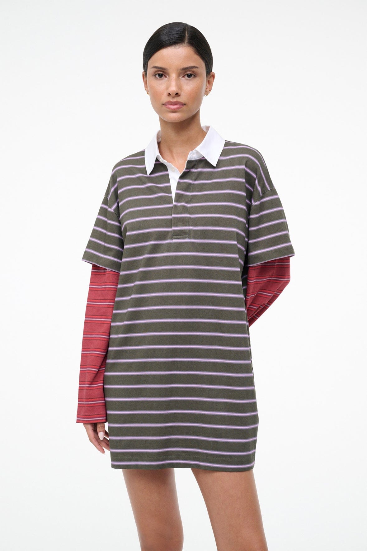IVAR DRESS | PINE STRIPE BURGUNDY STRIPE