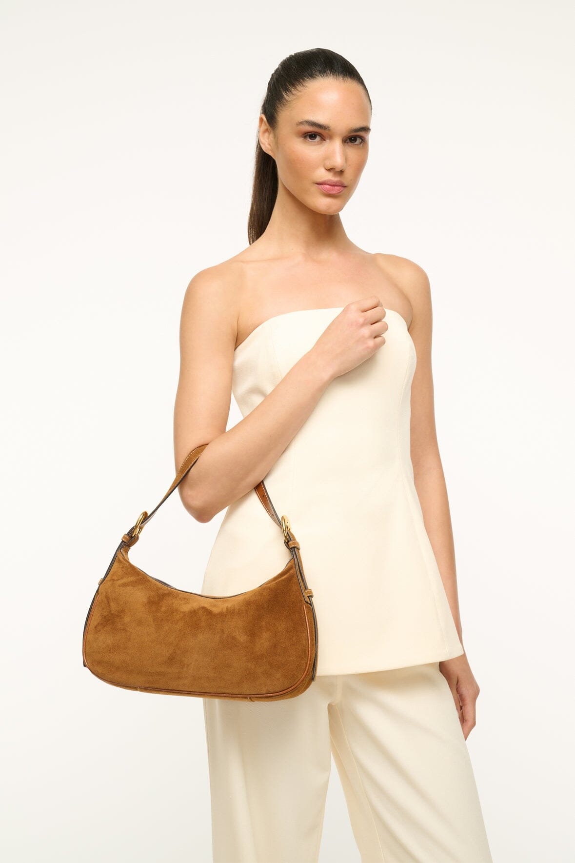 PINE SHOULDER BAG | TAN SUEDE