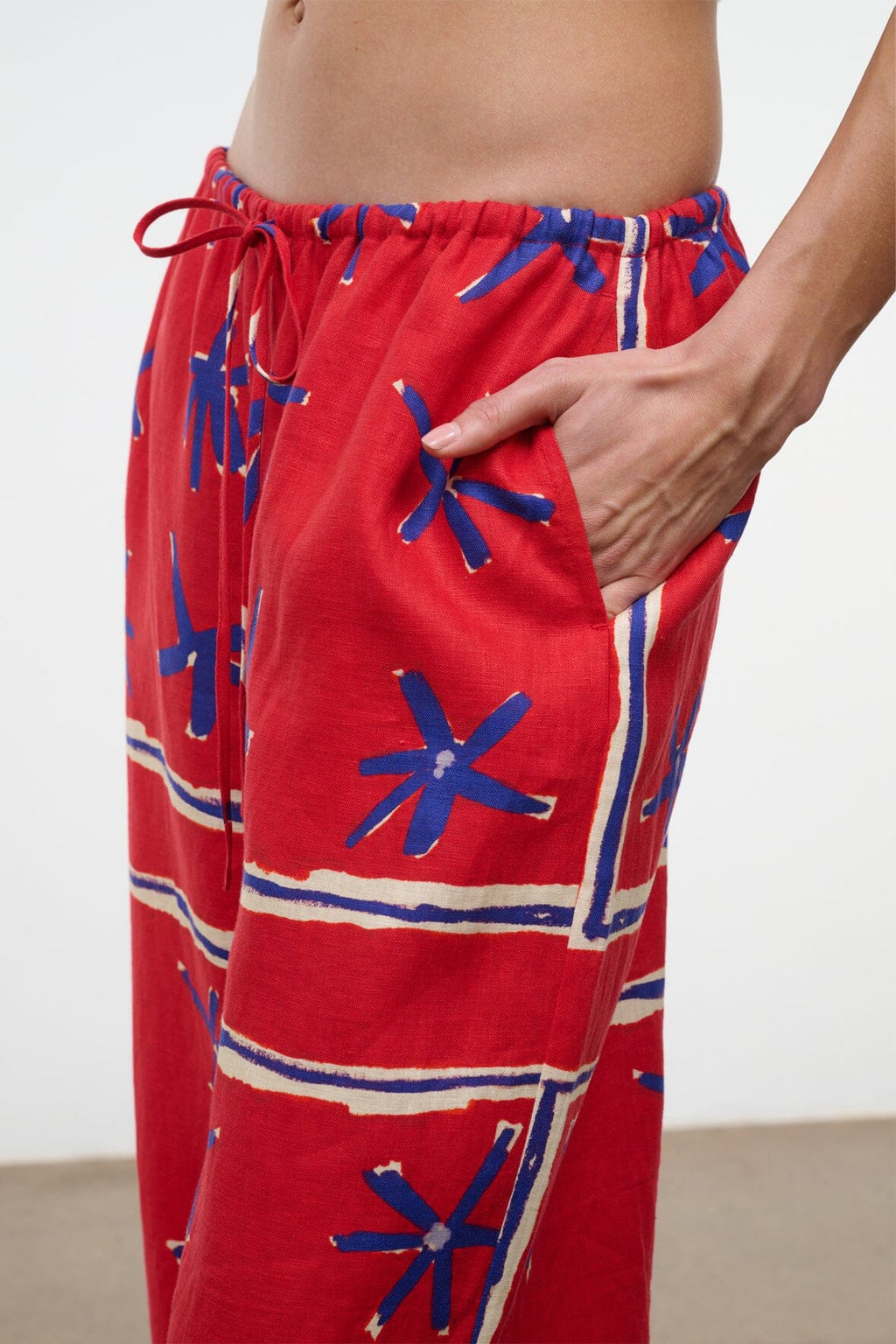 MATEO LINEN CROPPED PANT | PAINTED FOULARD