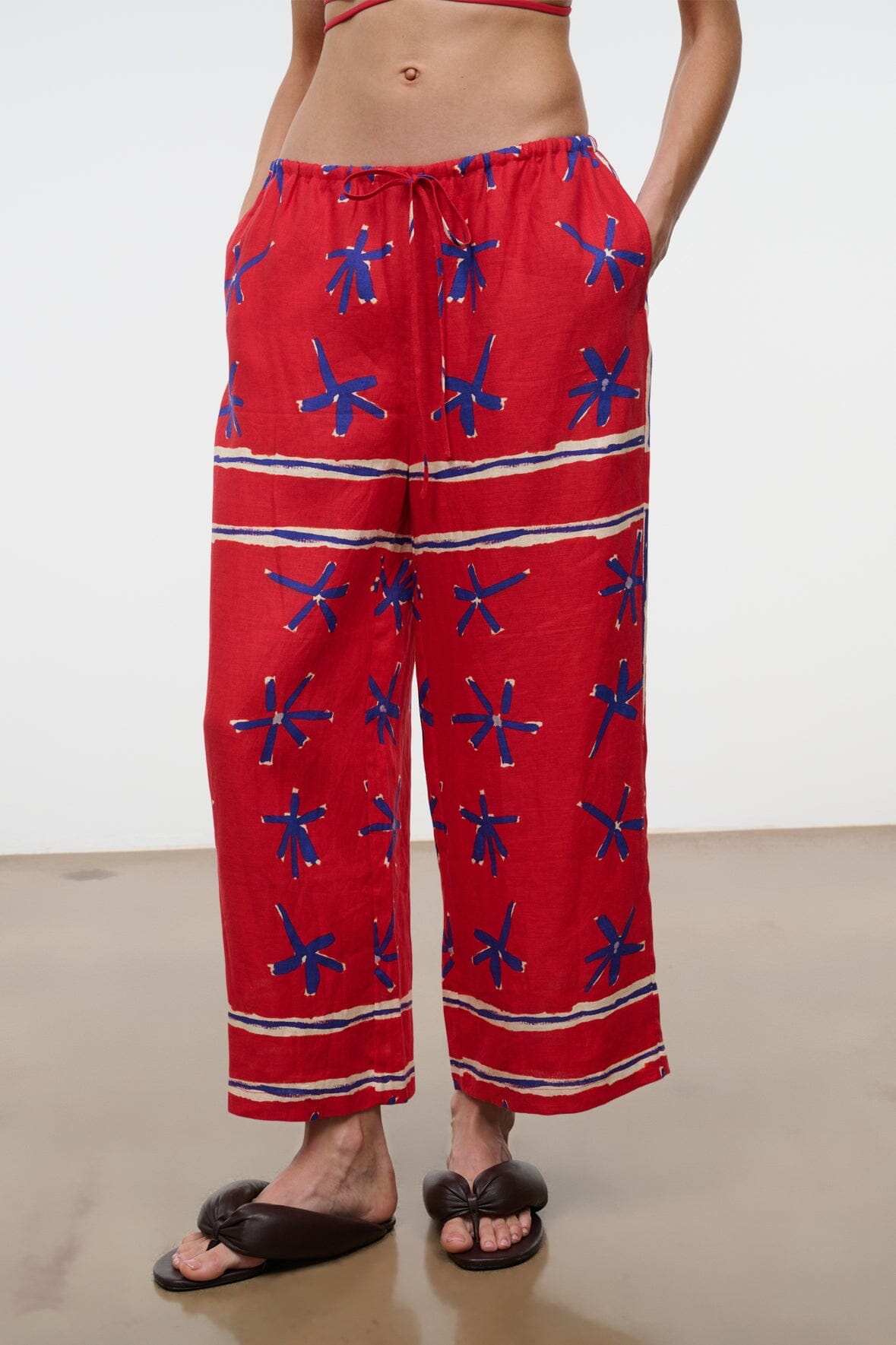 MATEO LINEN CROPPED PANT | PAINTED FOULARD