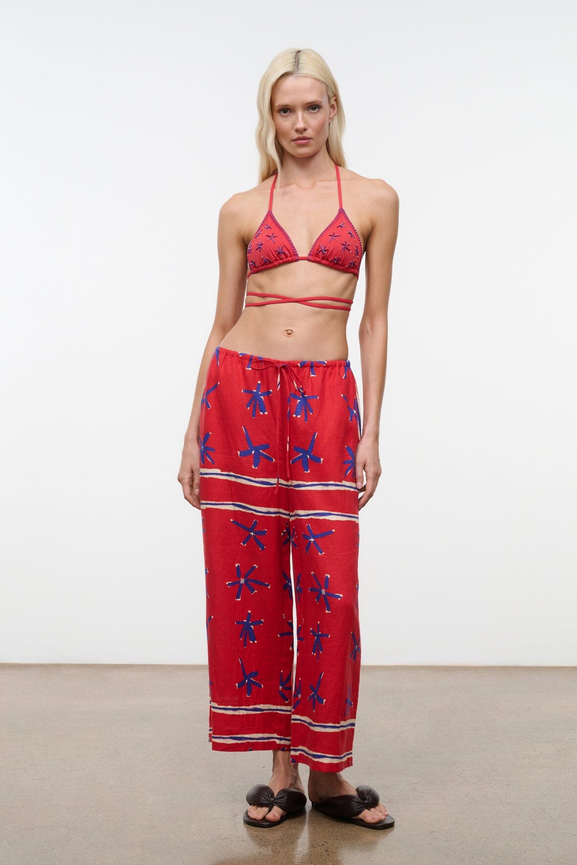 MATEO LINEN CROPPED PANT | PAINTED FOULARD