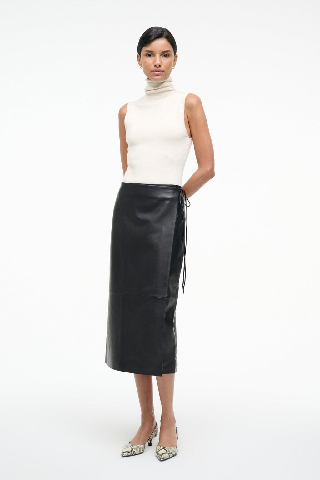 ROMAN LEATHER WRAP SKIRT | BLACK