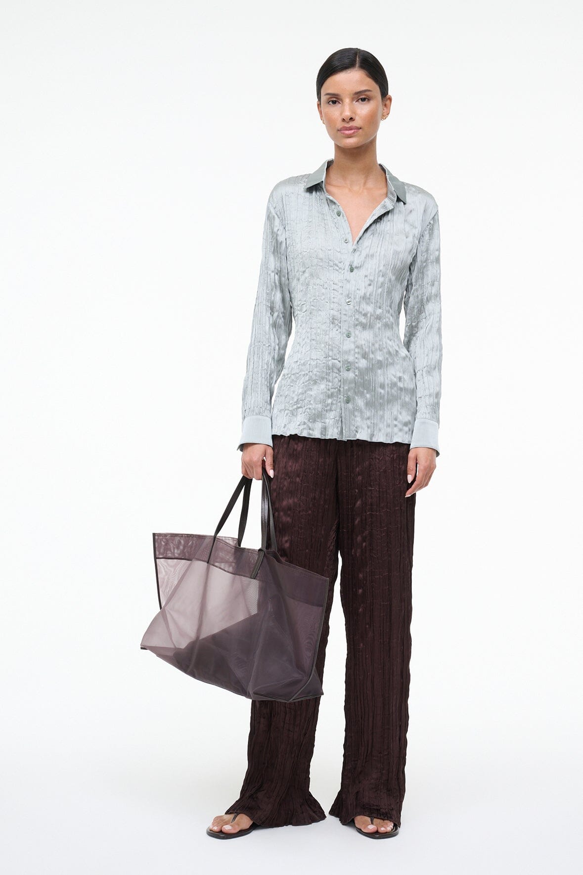 SUKI SHIRT | SILVER SAGE PLISSE
