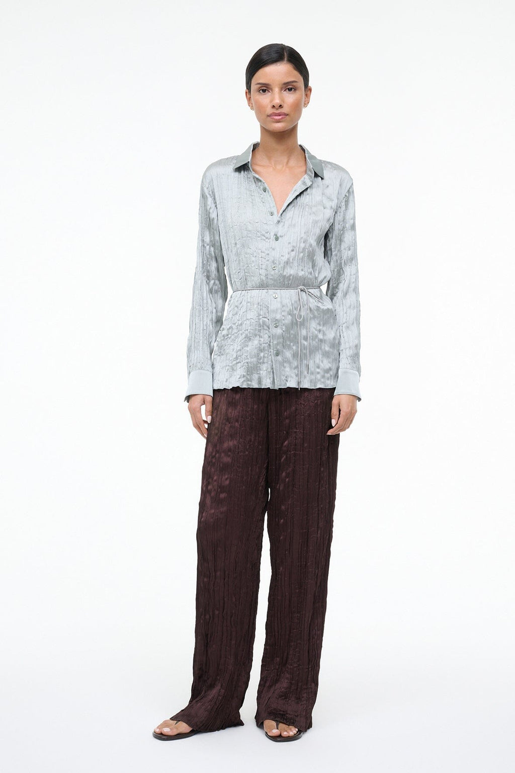 SUKI SHIRT | SILVER SAGE PLISSE