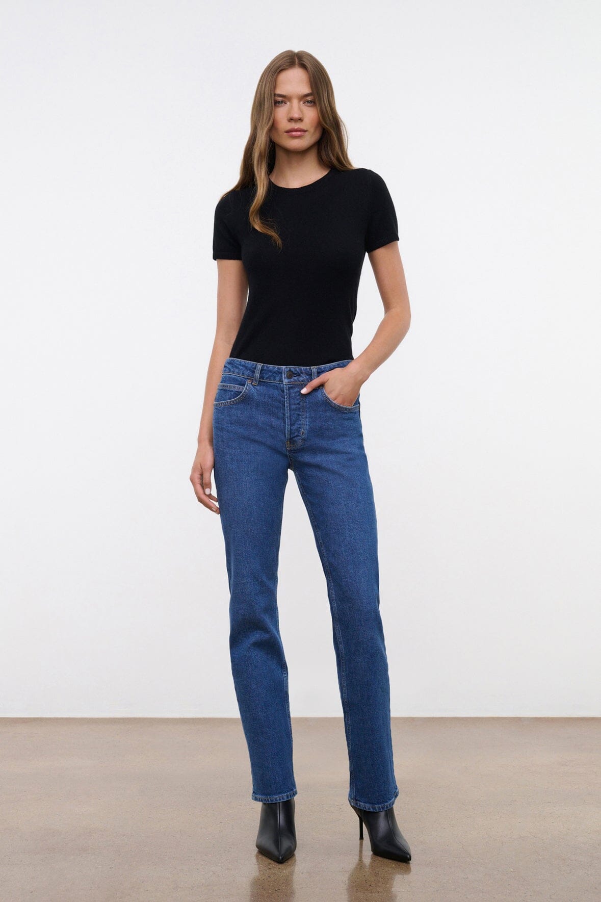 TEDDY STRAIGHT JEAN | STONE BLUE STRETCH