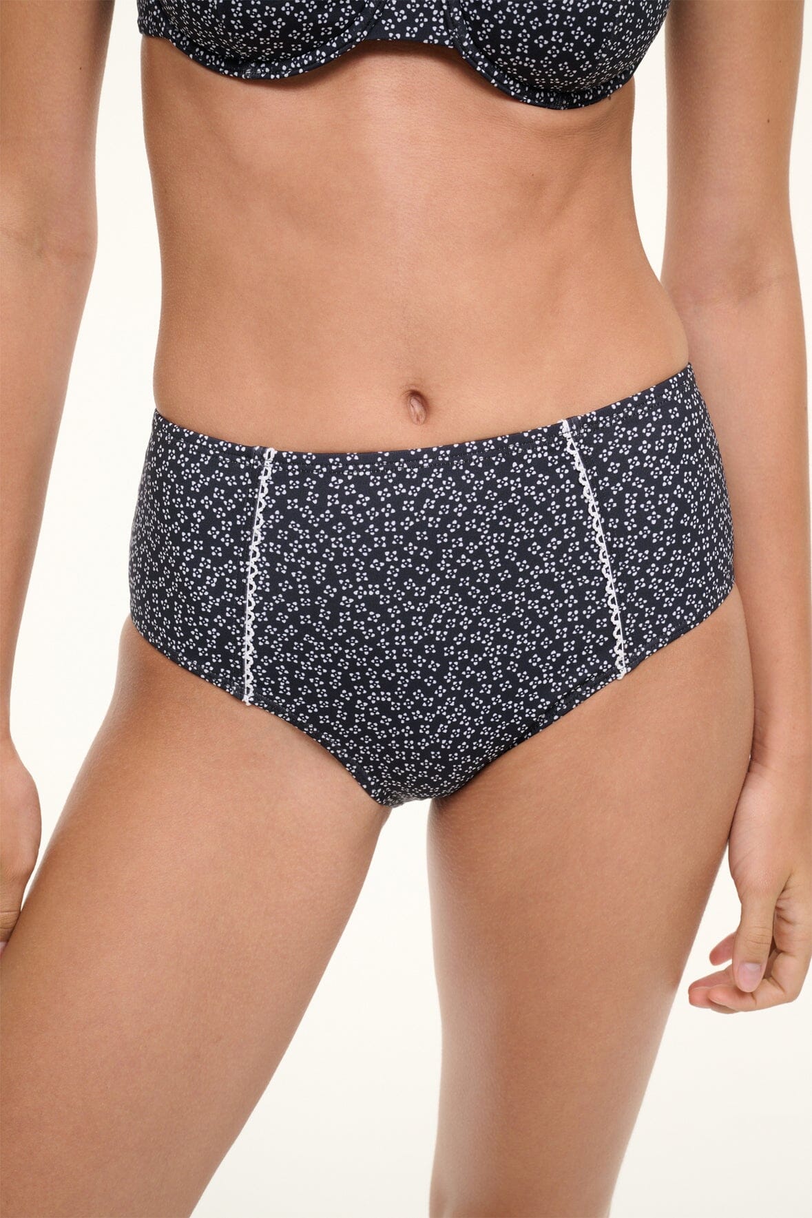 BRENTON BIKINI BOTTOM | BLACK WOODBLOCK DITSY FLORAL
