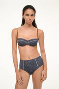 JO BALCONETTE BIKINI TOP | BLACK WOODBLOCK DITSY FLORAL