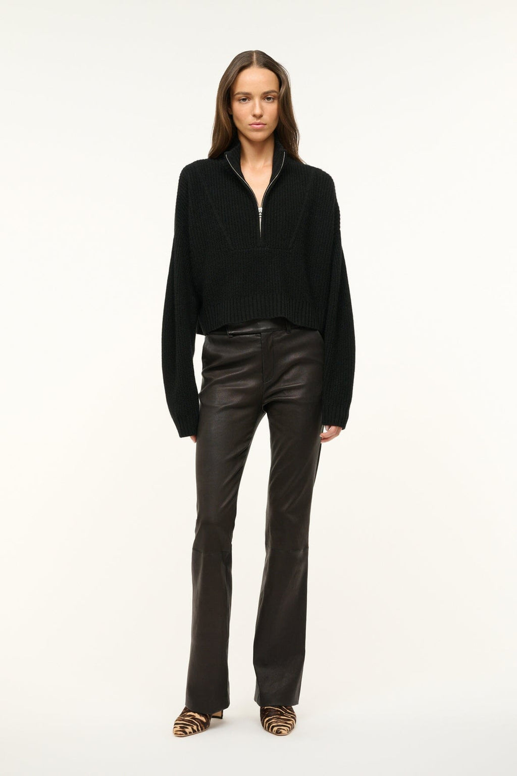 CASHMERE CROPPED HAMPTON SWEATER | BLACK