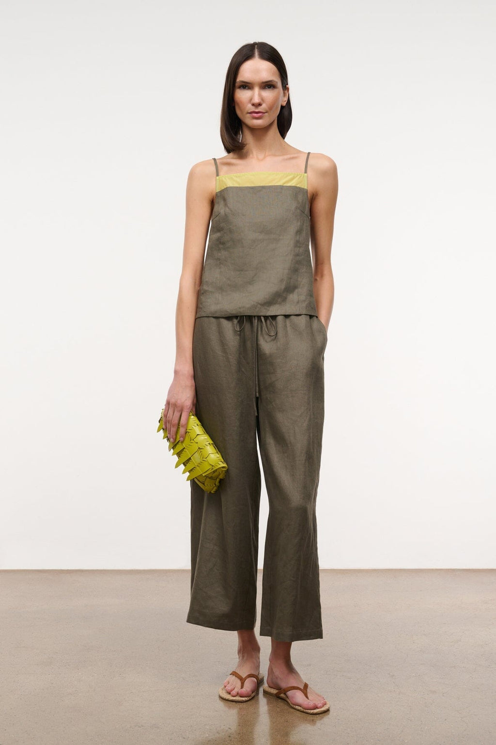 MATEO LINEN CROPPED PANT | THYME