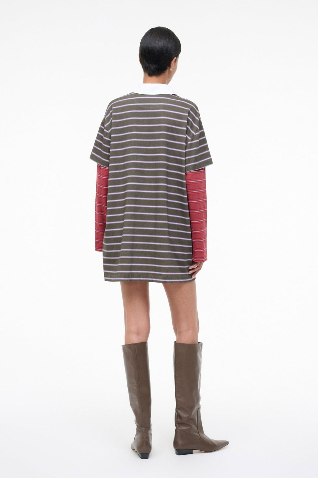IVAR DRESS | PINE STRIPE BURGUNDY STRIPE