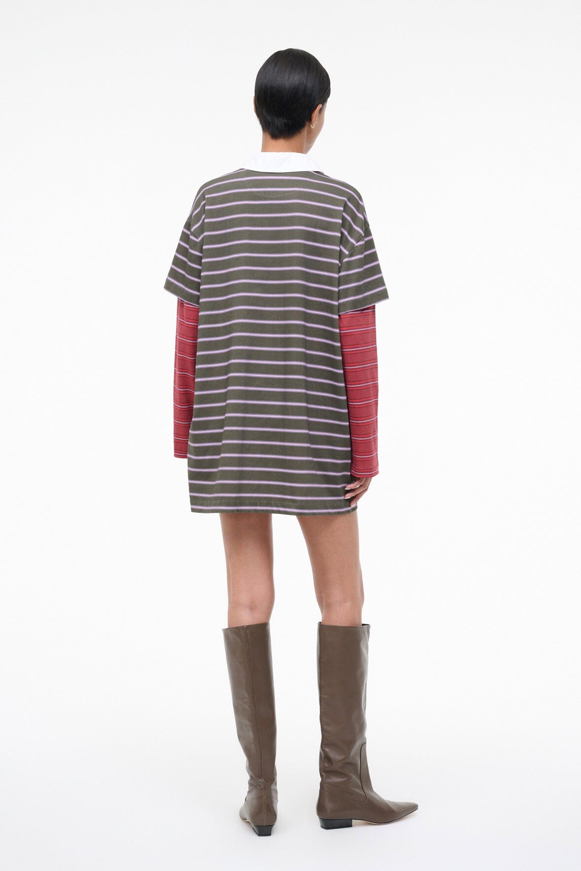 IVAR DRESS | PINE STRIPE BURGUNDY STRIPE