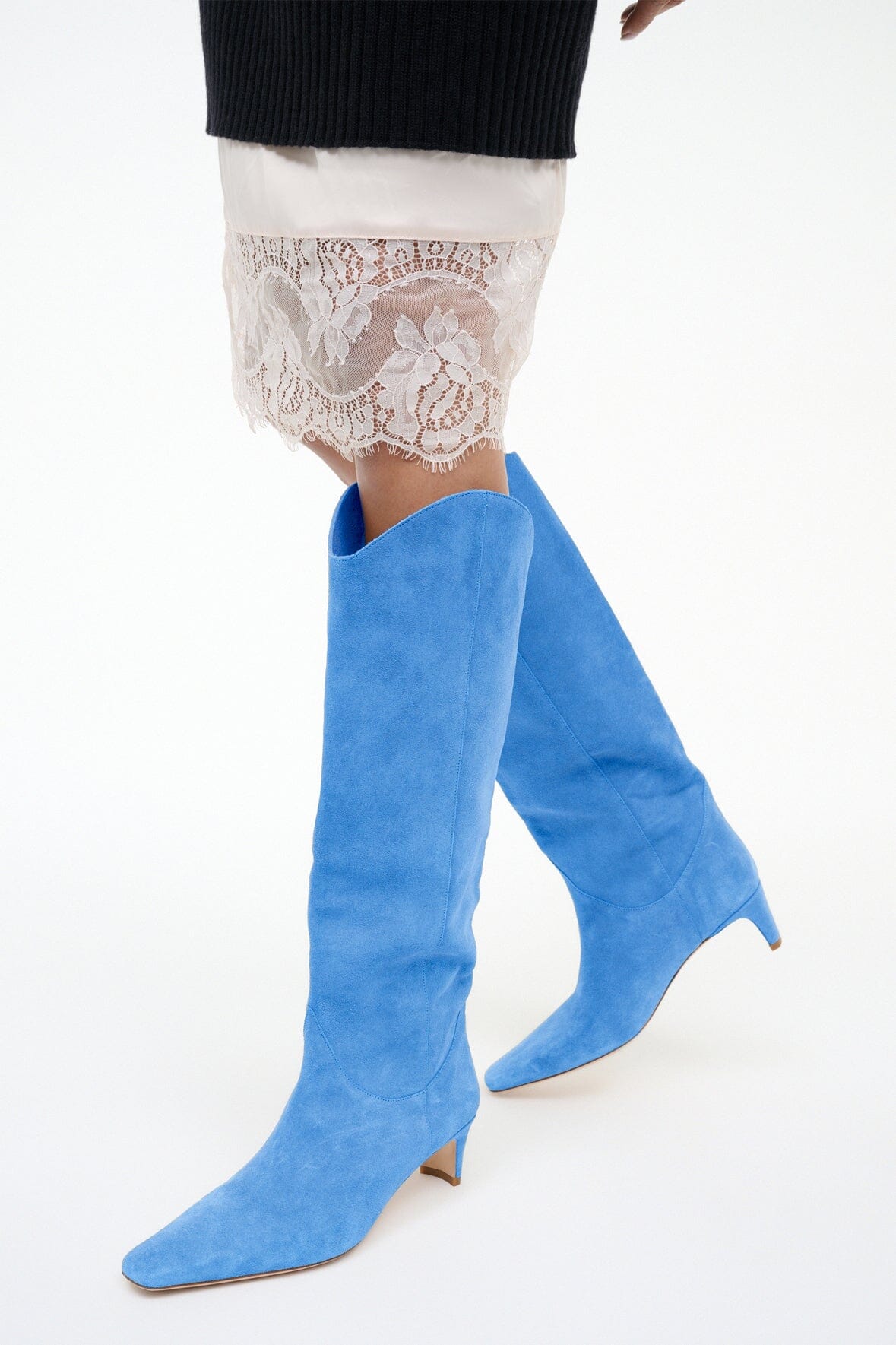 WESTERN WALLY BOOT | STAUD BLUE SUEDE