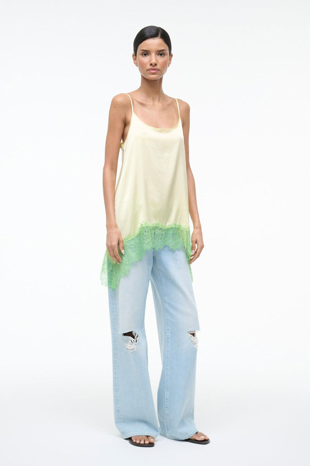 CHLOE SILK CAMI | KEY LIME SPROUT