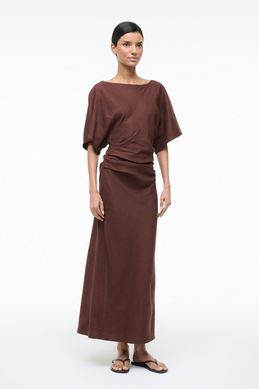 AMELIE LINEN DRESS | DARK OAK