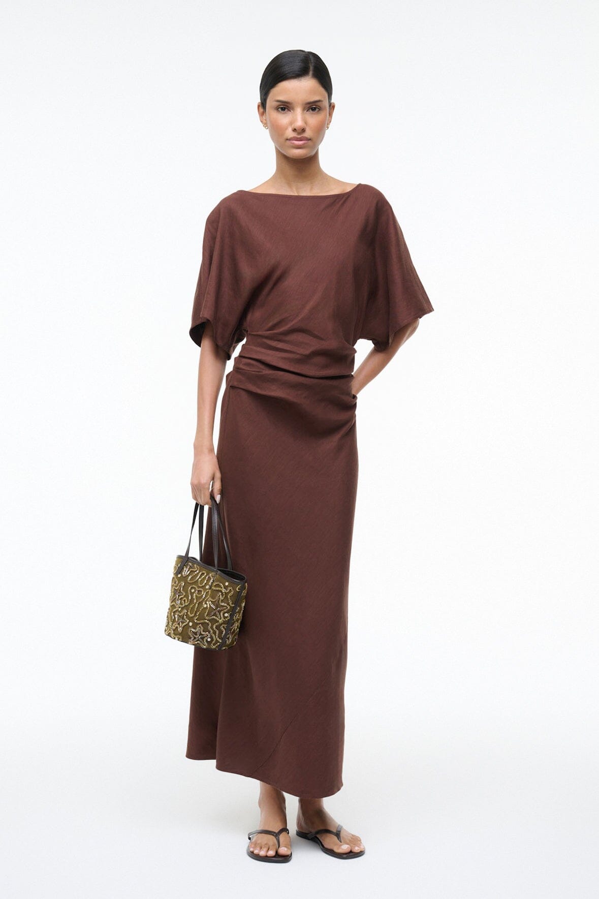 AMELIE LINEN DRESS | DARK OAK