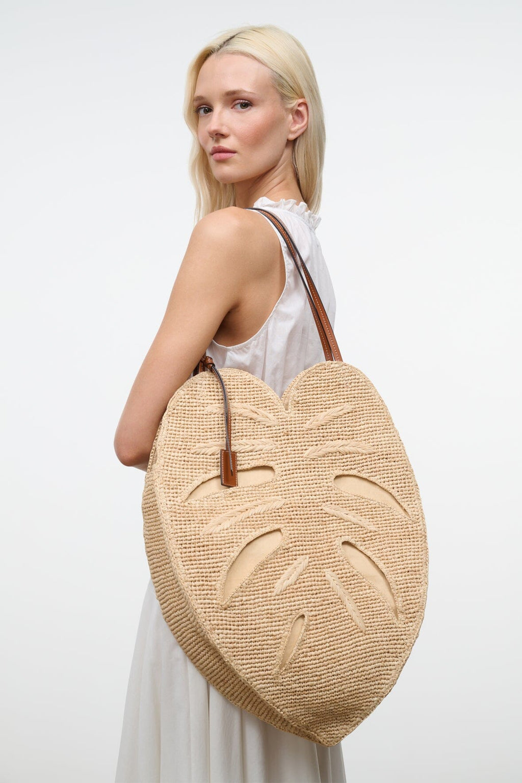 LARGE PALM RAFFIA BAG | NATURAL