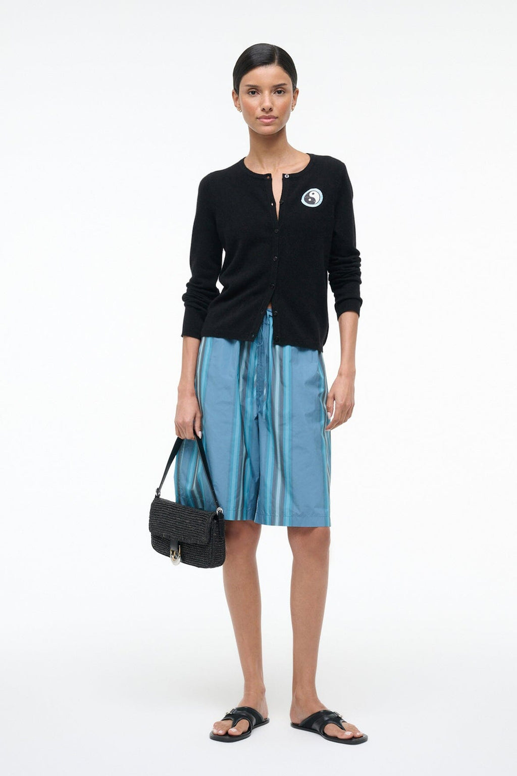 MIDNIGHT CASHMERE CARDIGAN | BLACK PATCHWORK