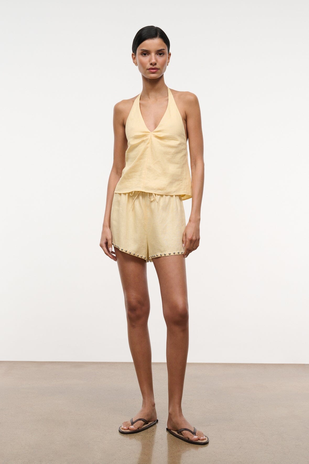 PADDLE LINEN SHORT | BUTTER STUDS