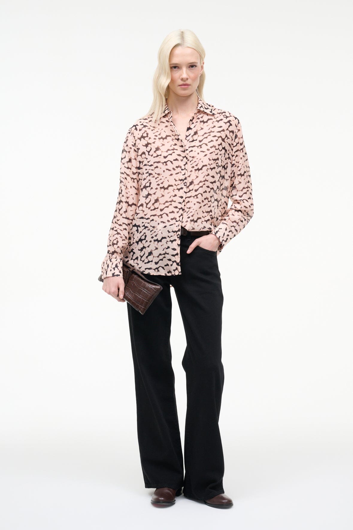 ROXBURY SILK SHIRT | ALMOND BLACK
