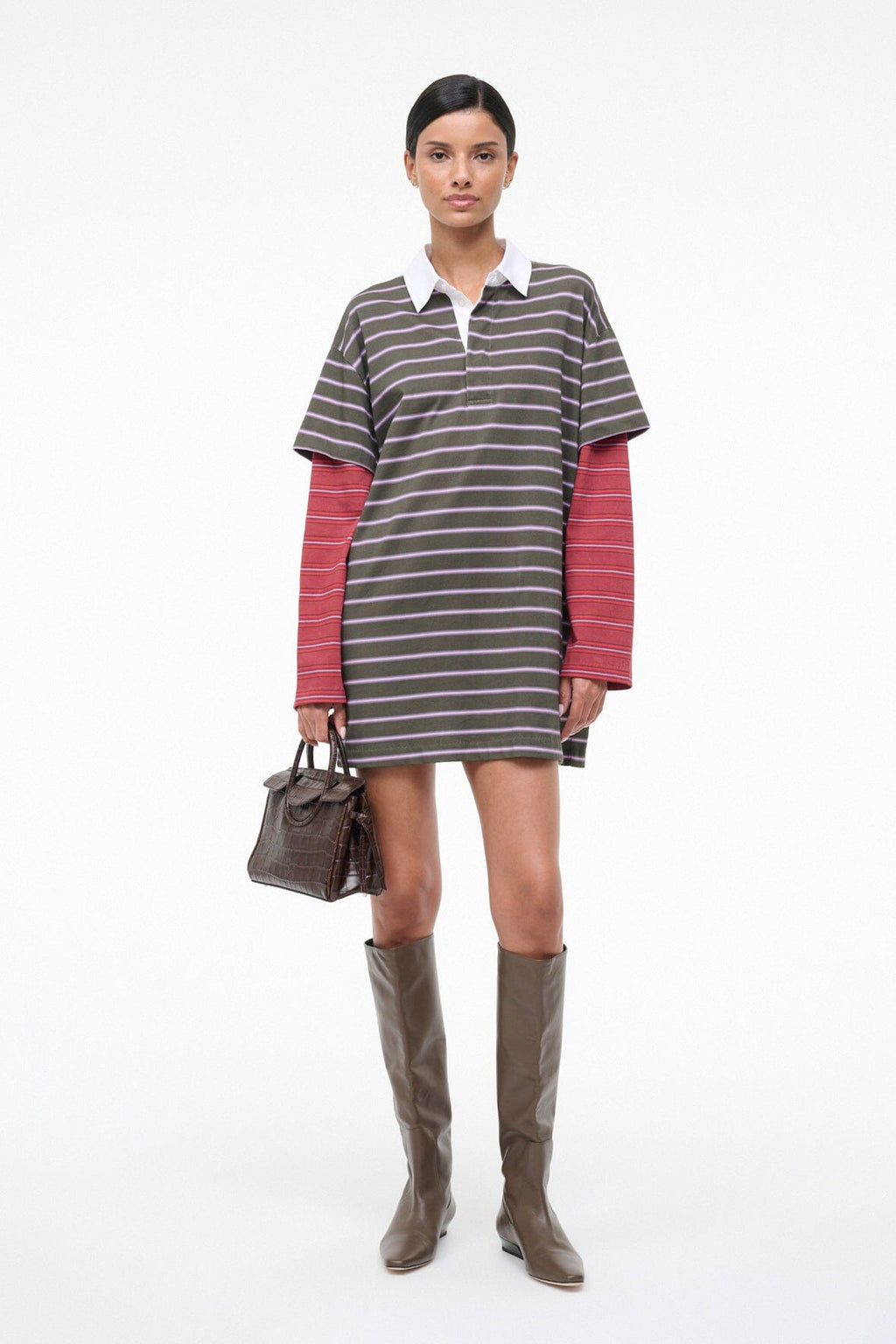 IVAR DRESS | PINE STRIPE BURGUNDY STRIPE