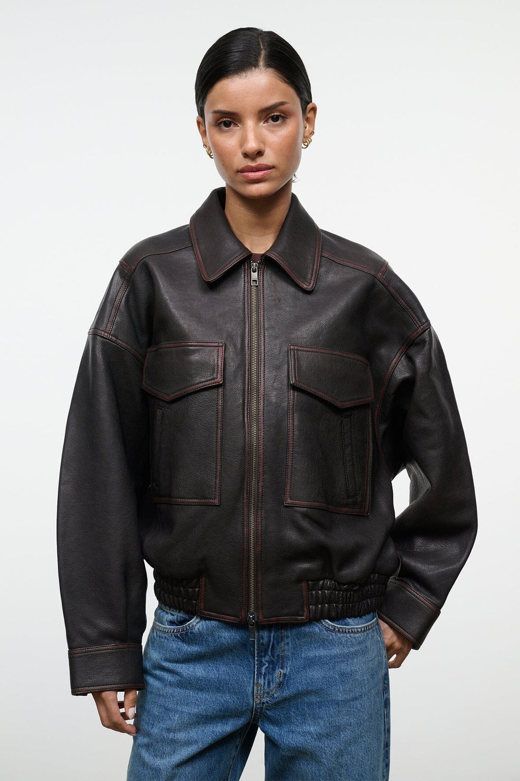 EUGENE LEATHER JACKET | DISTRESSED BROWN