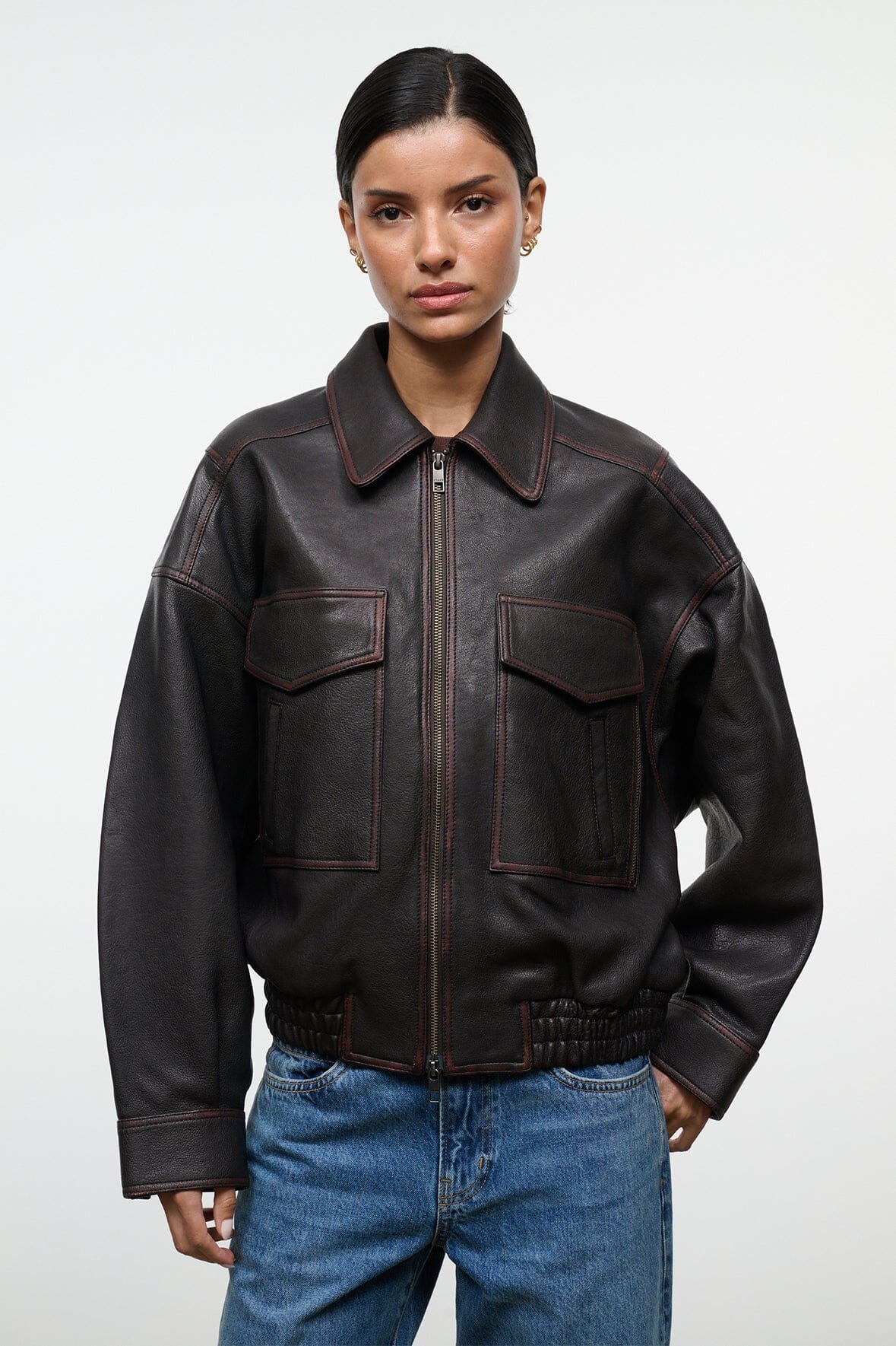 EUGENE LEATHER JACKET | DISTRESSED BROWN
