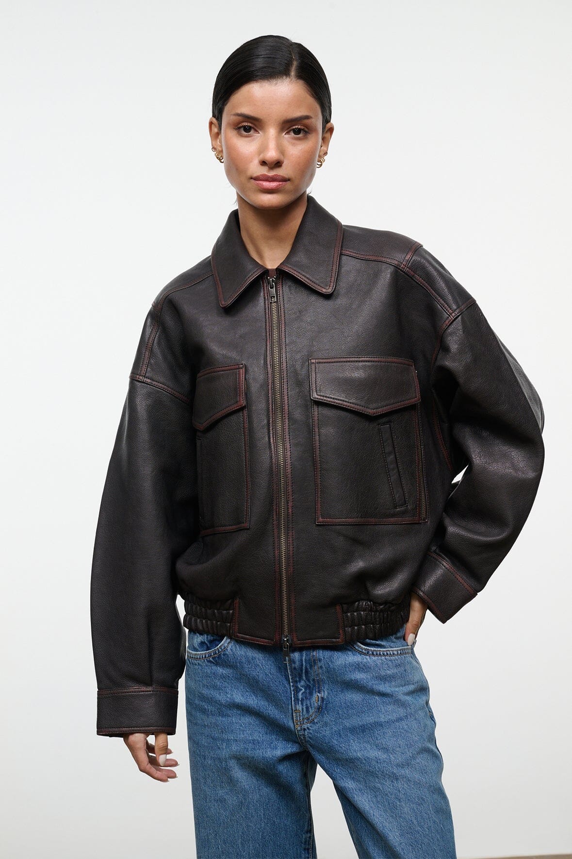 EUGENE LEATHER JACKET | DISTRESSED BROWN