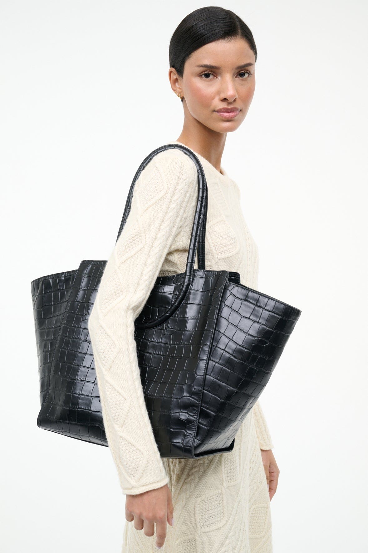 MAUDE TOTE BAG | BLACK CROCO