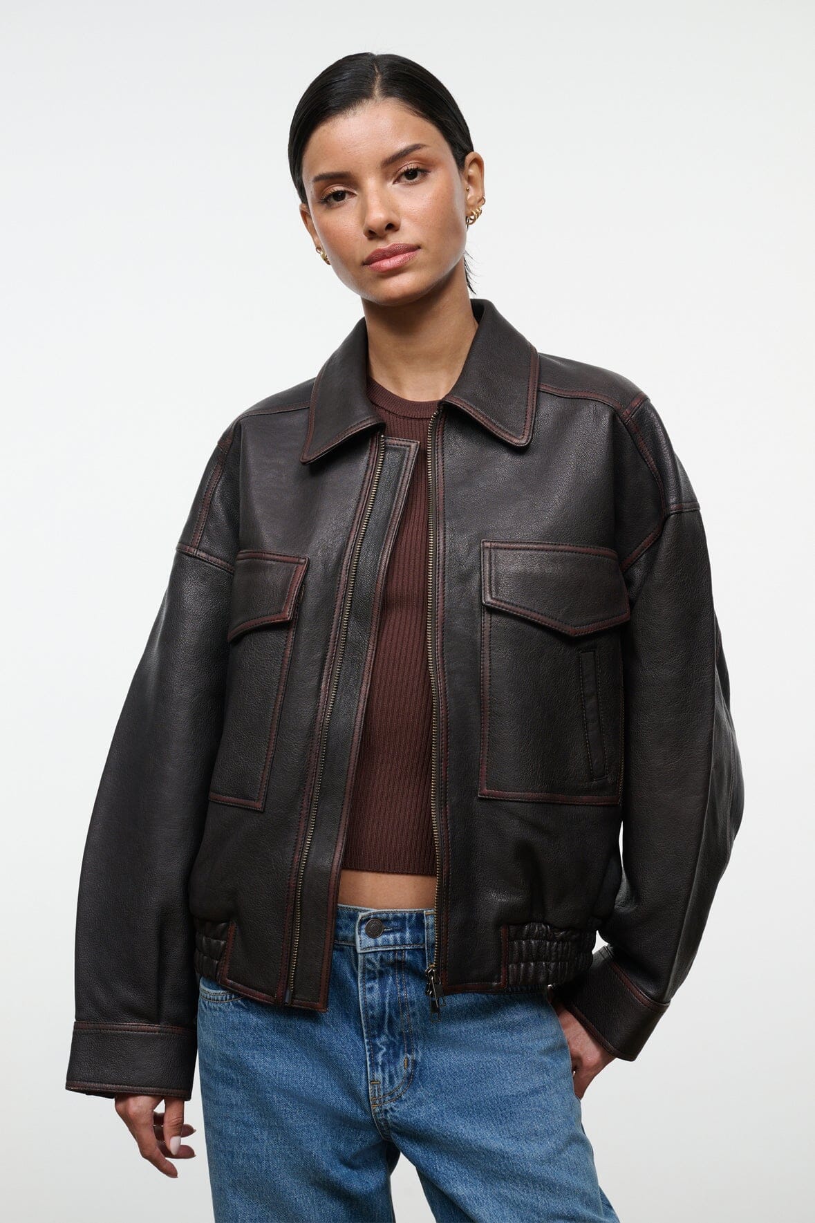 EUGENE LEATHER JACKET | DISTRESSED BROWN
