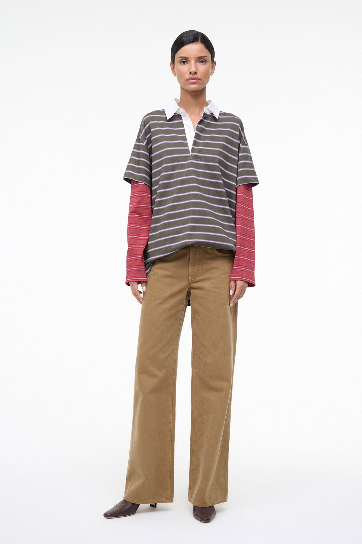 IVAR DRESS | PINE STRIPE BURGUNDY STRIPE