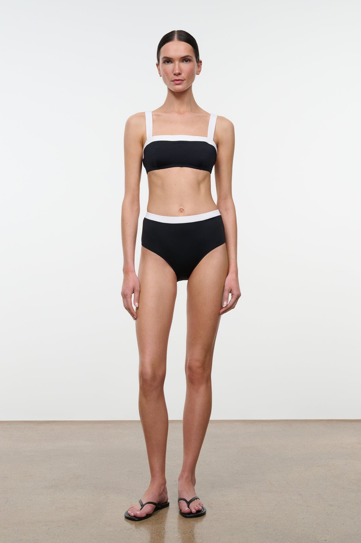 DEVON HIGH RISE BIKINI BOTTOM | BLACK WHITE