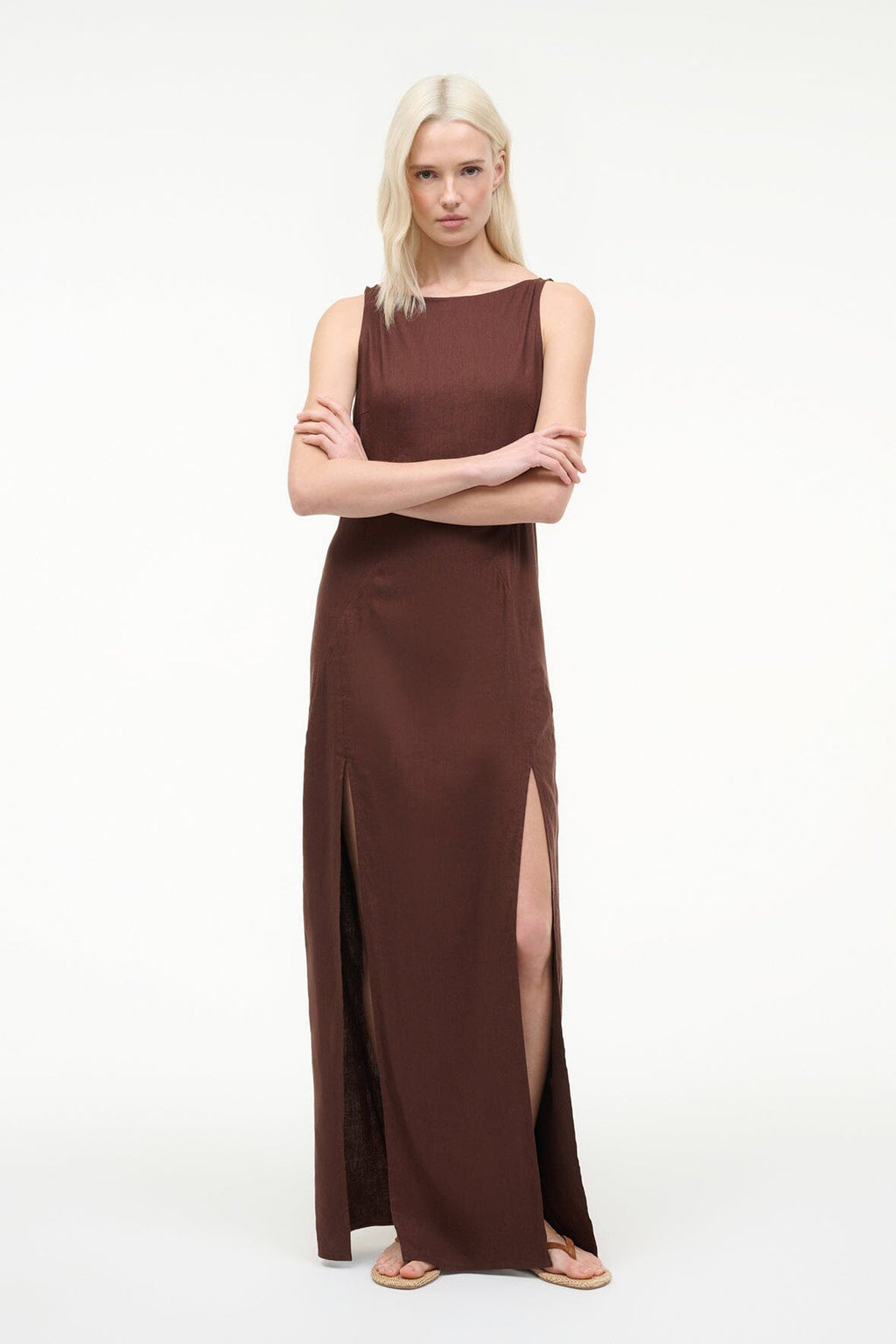 COSTA LINEN DRESS | DARK OAK