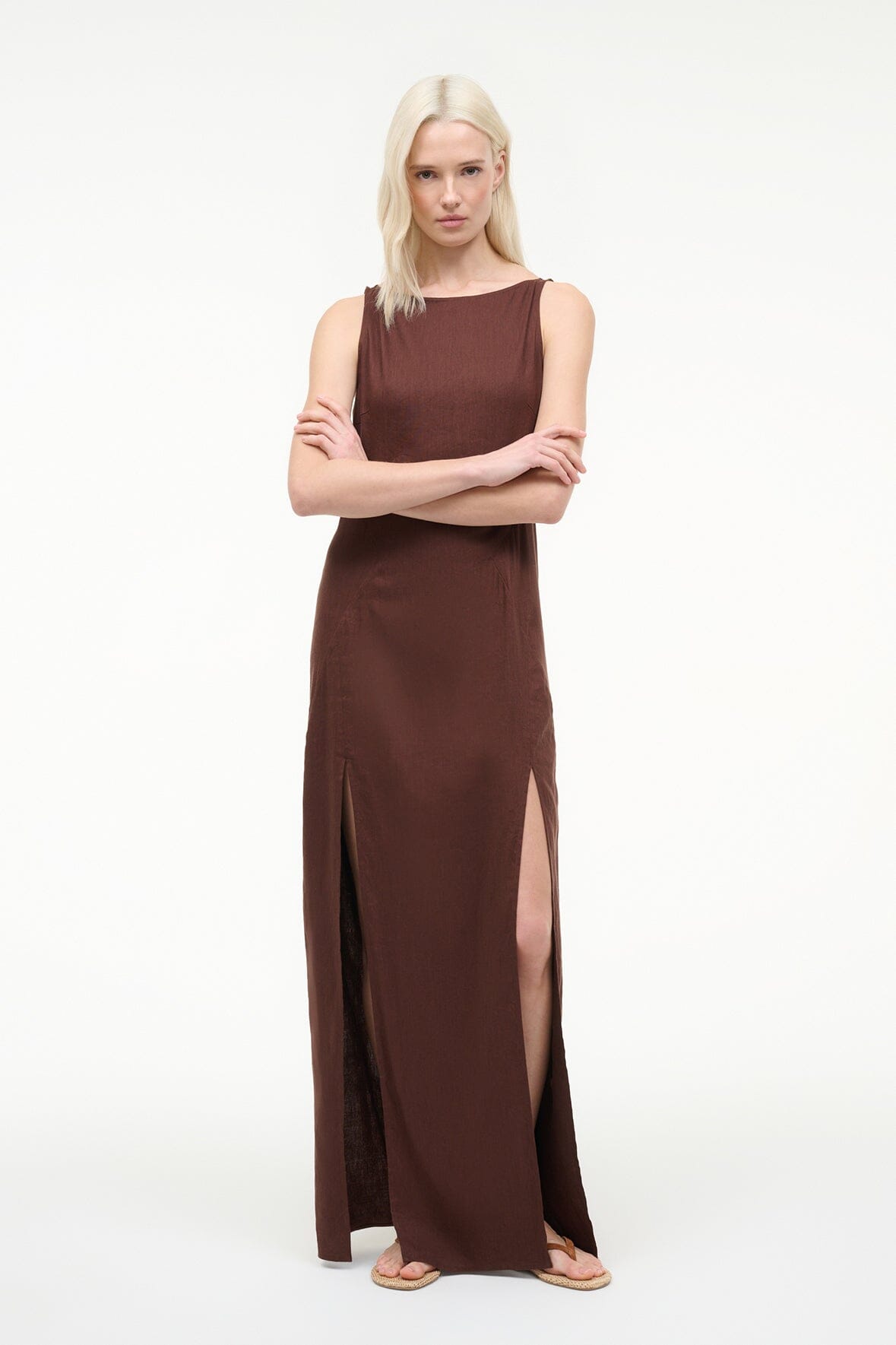 COSTA LINEN DRESS | DARK OAK