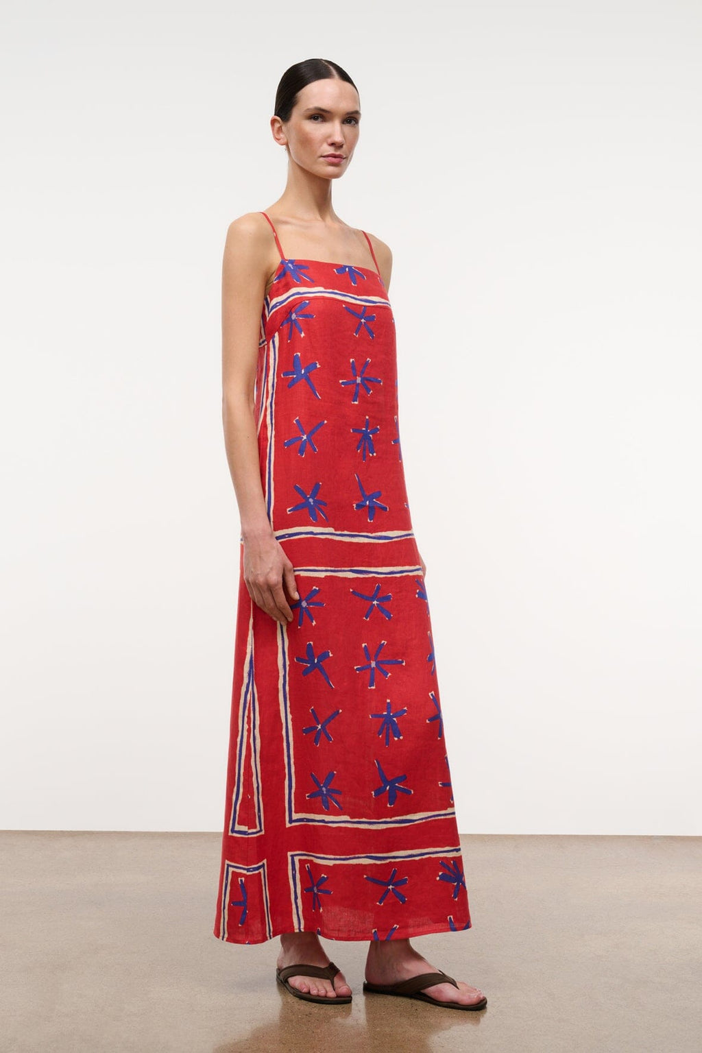 LAURA LINEN DRESS | PAINTED FOULARD
