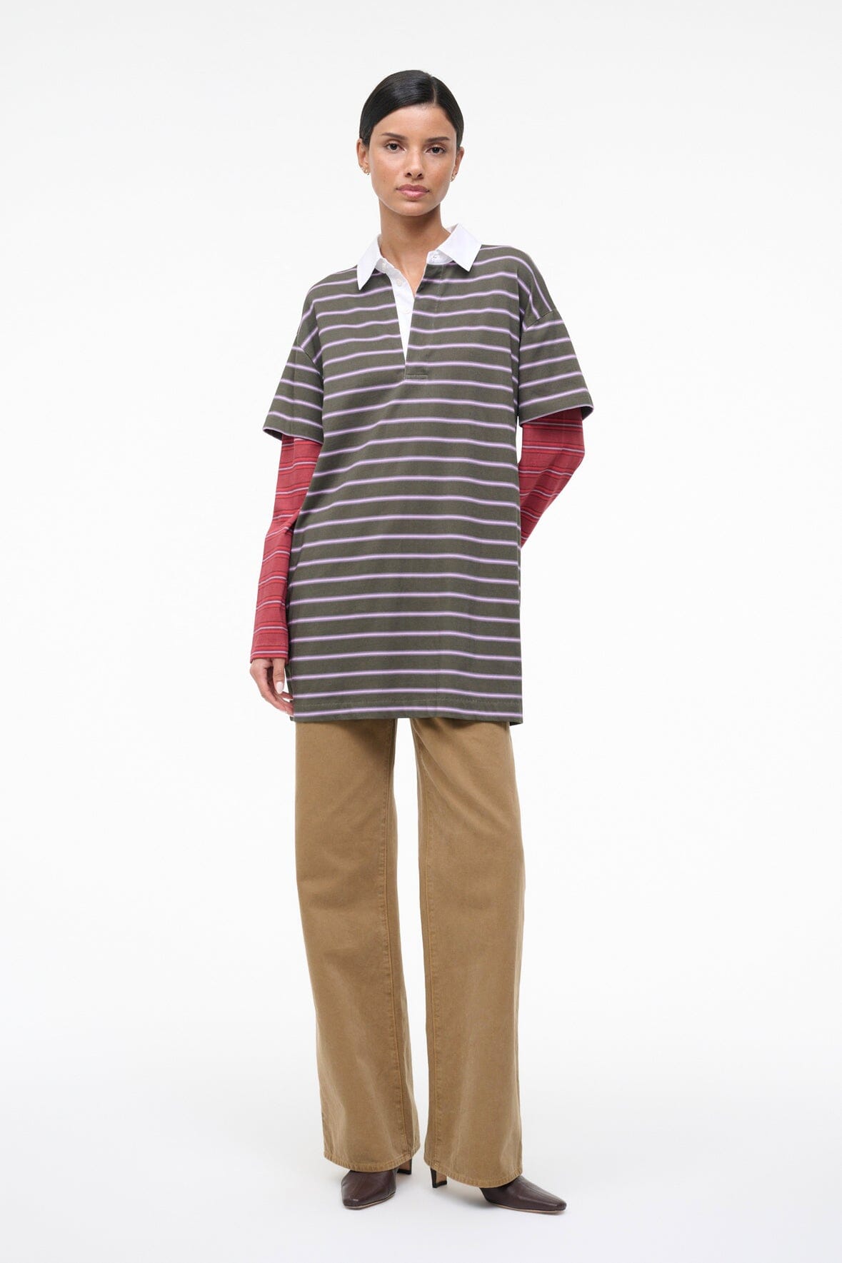 IVAR DRESS | PINE STRIPE BURGUNDY STRIPE