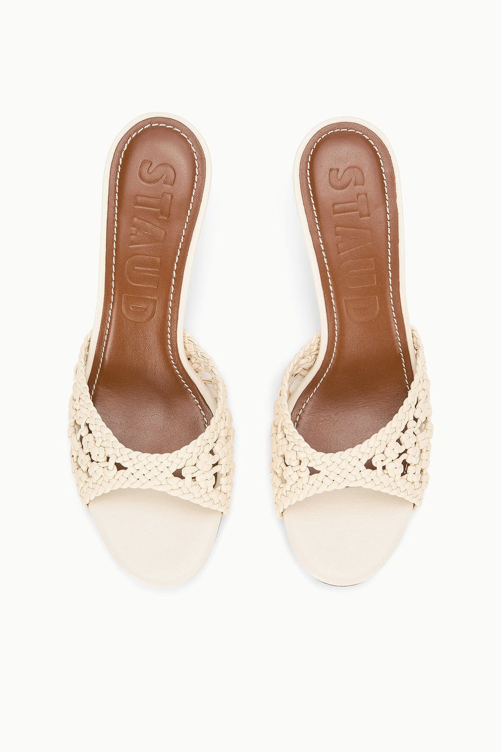 BRIGITTE LEATHER MULE | CREAM WOVEN
