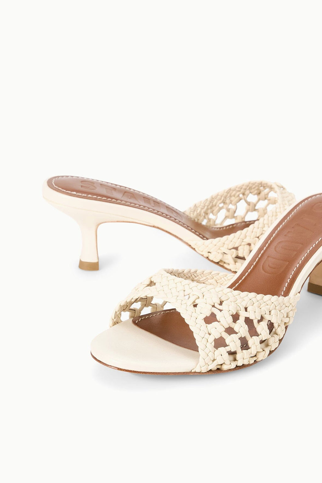 BRIGITTE LEATHER MULE | CREAM WOVEN