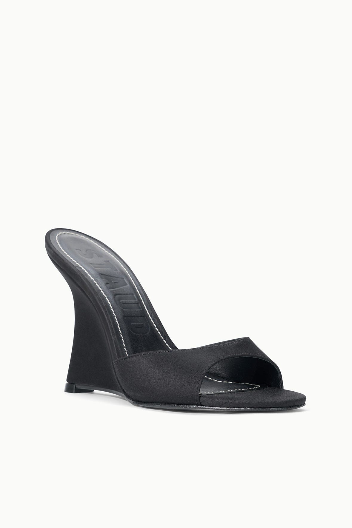 BRIGITTE HIGH WEDGE | BLACK SATIN