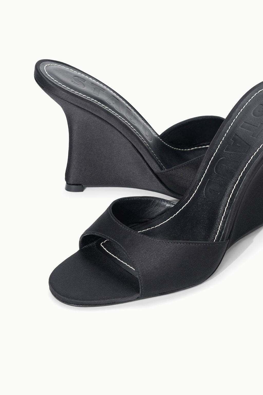 BRIGITTE HIGH WEDGE | BLACK SATIN
