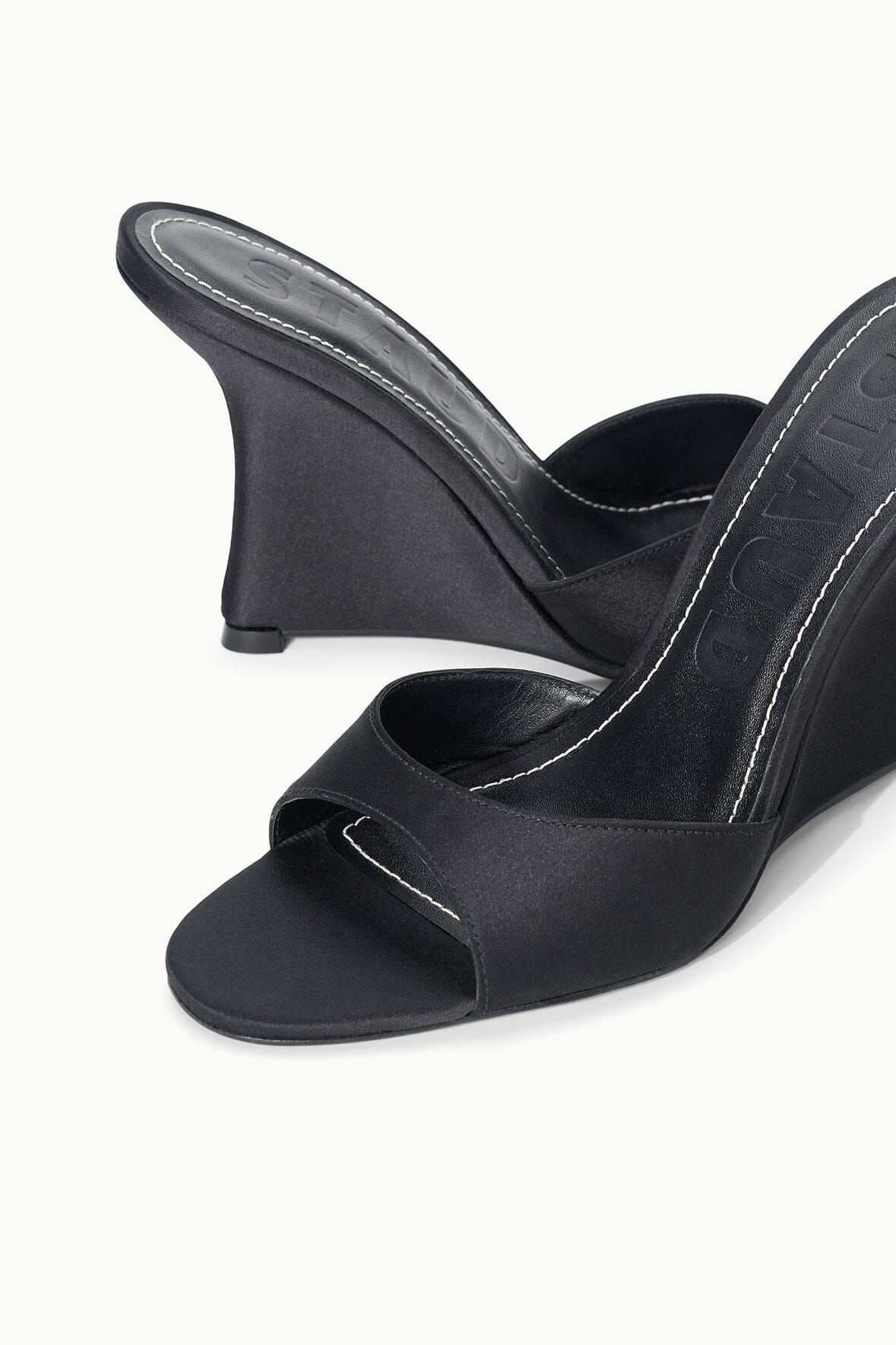 BRIGITTE HIGH WEDGE | BLACK SATIN