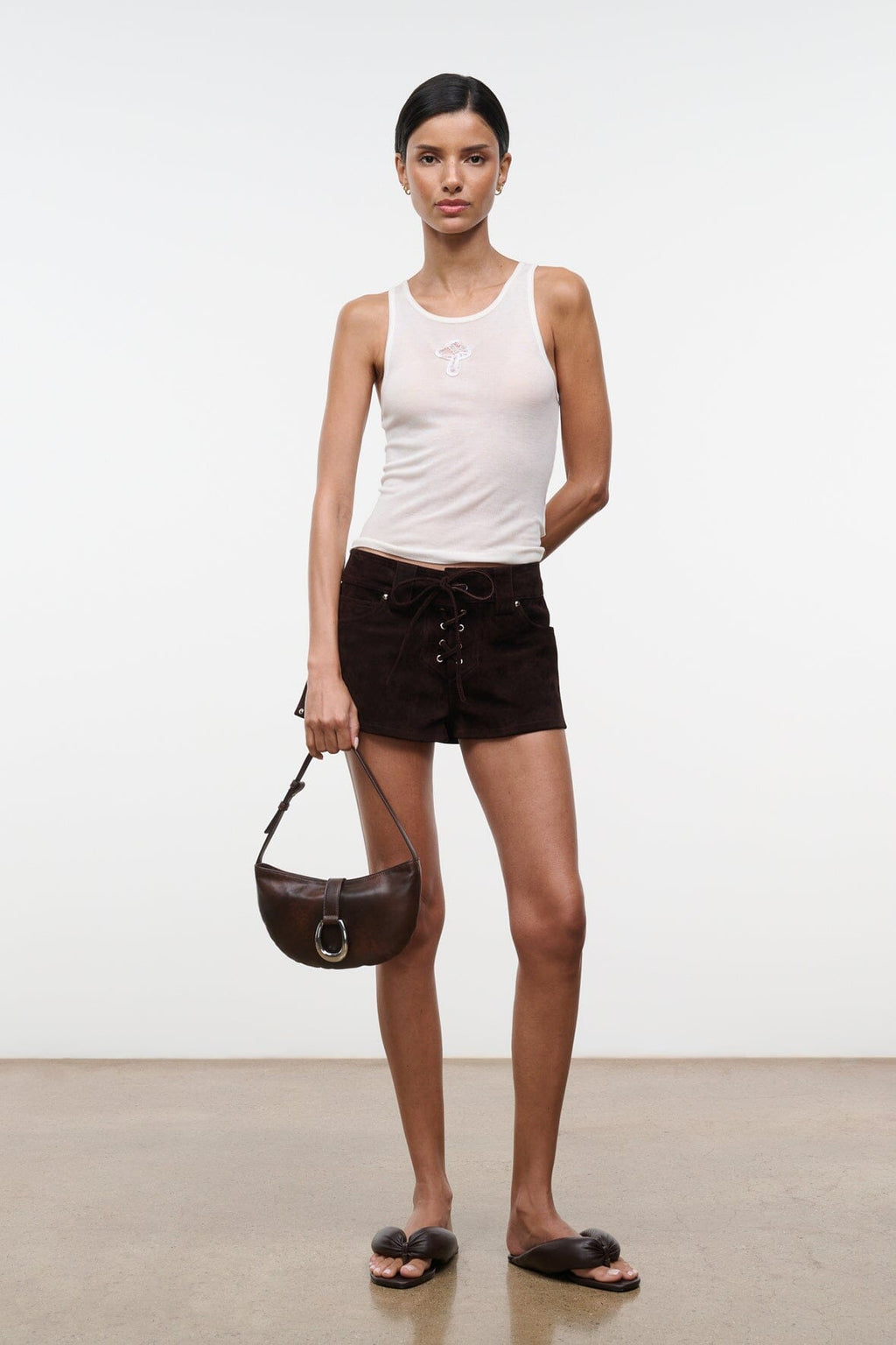 HARLOW CRESCENT SHOULDER BAG | ESPRESSO DISTRESSED