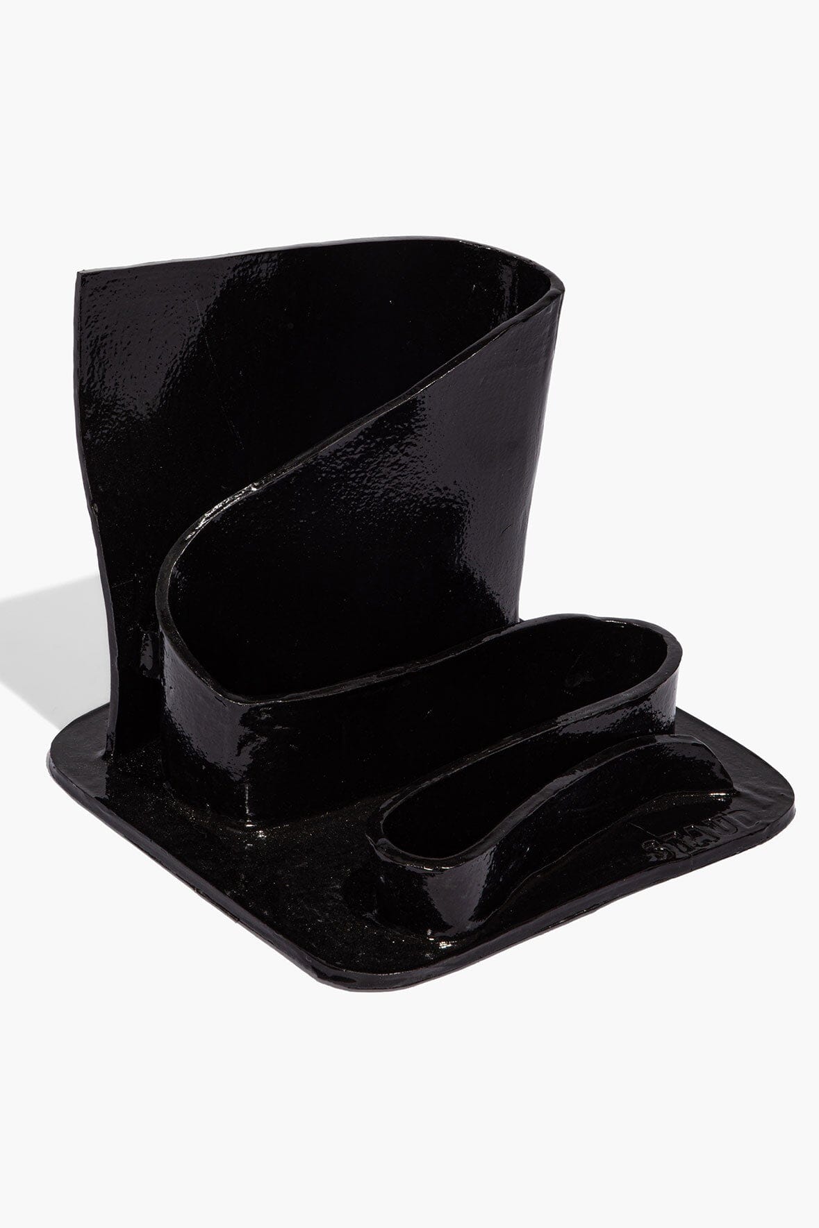 WAVY STATIONARY HOLDER | BLACK GLAZE