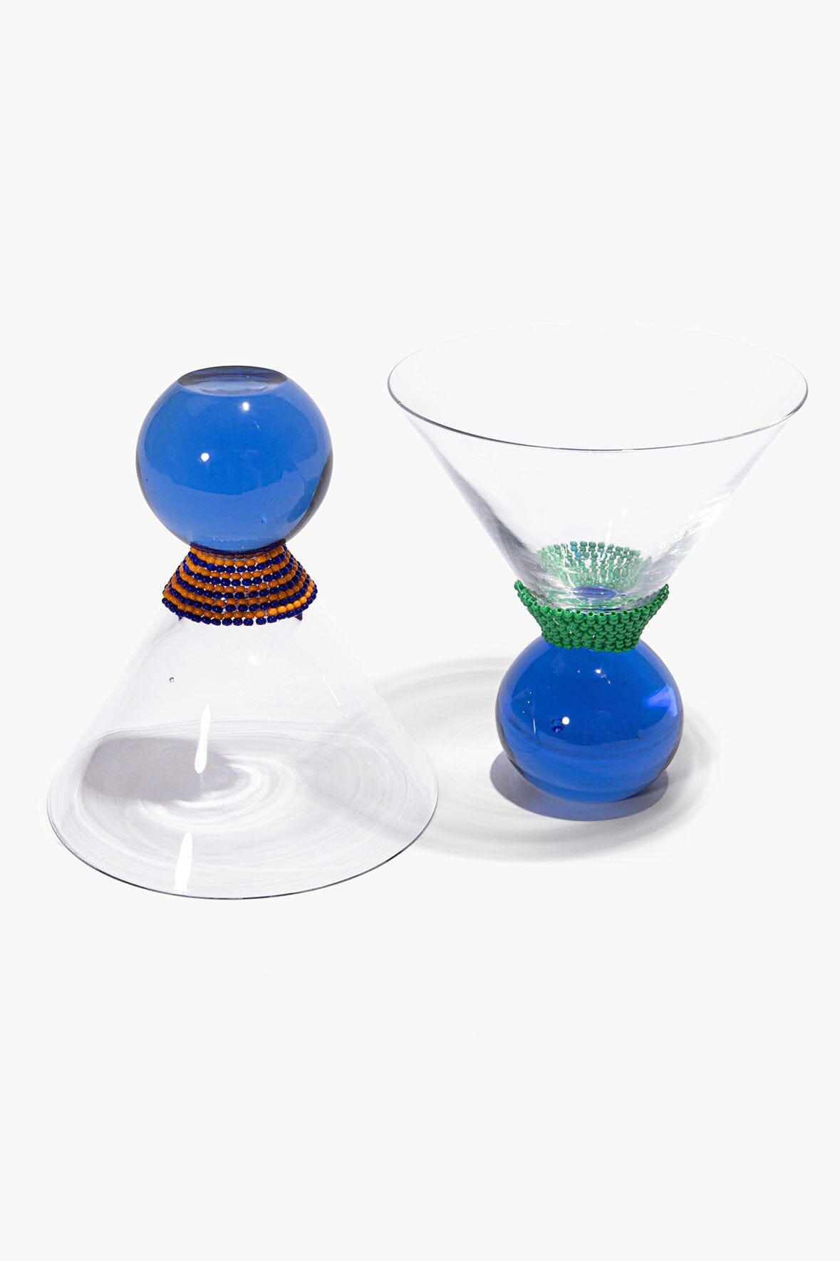 BEADED MARTINI BAR SET | BLUE STRIPE