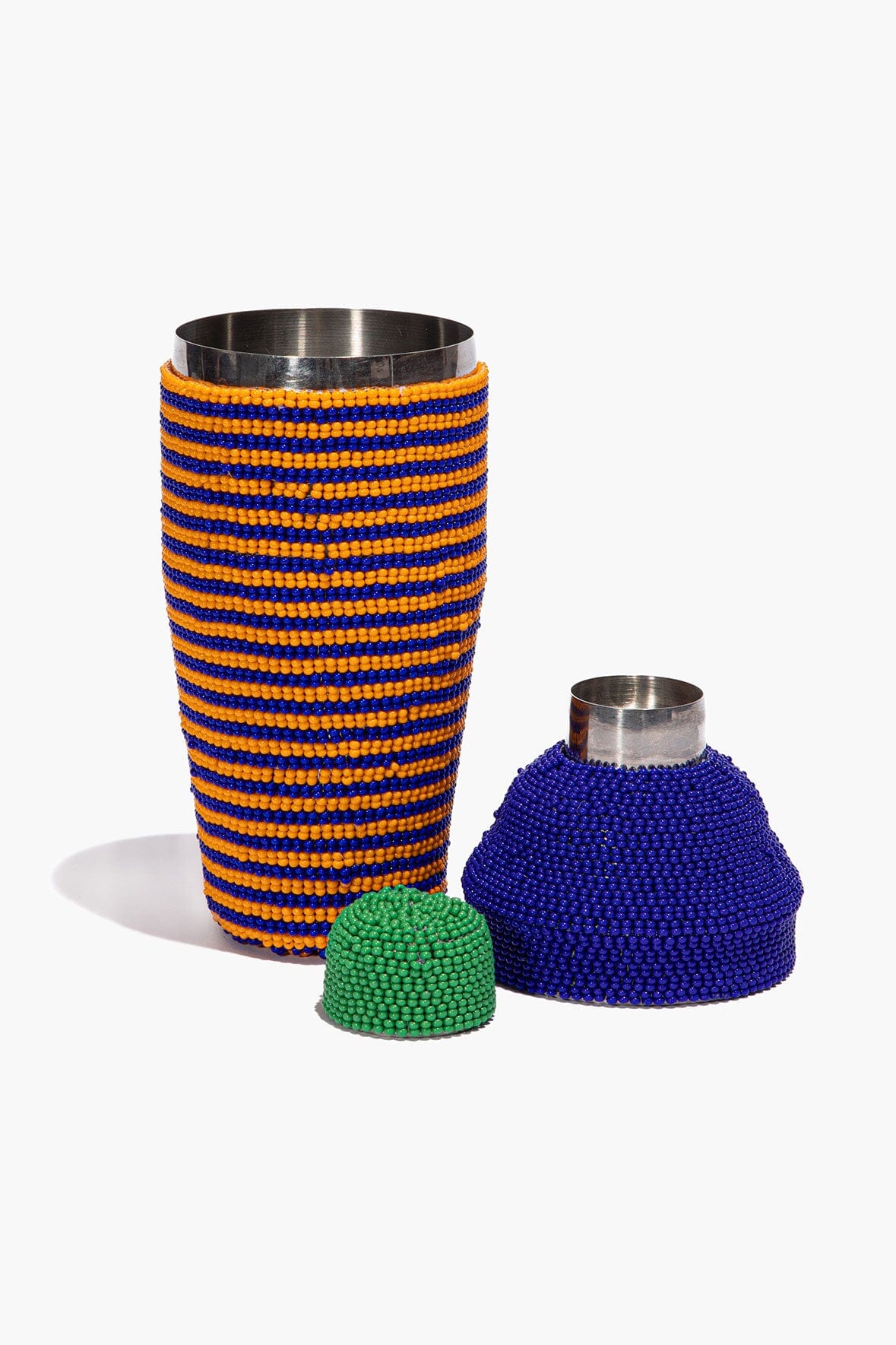 BEADED MARTINI BAR SET | BLUE STRIPE