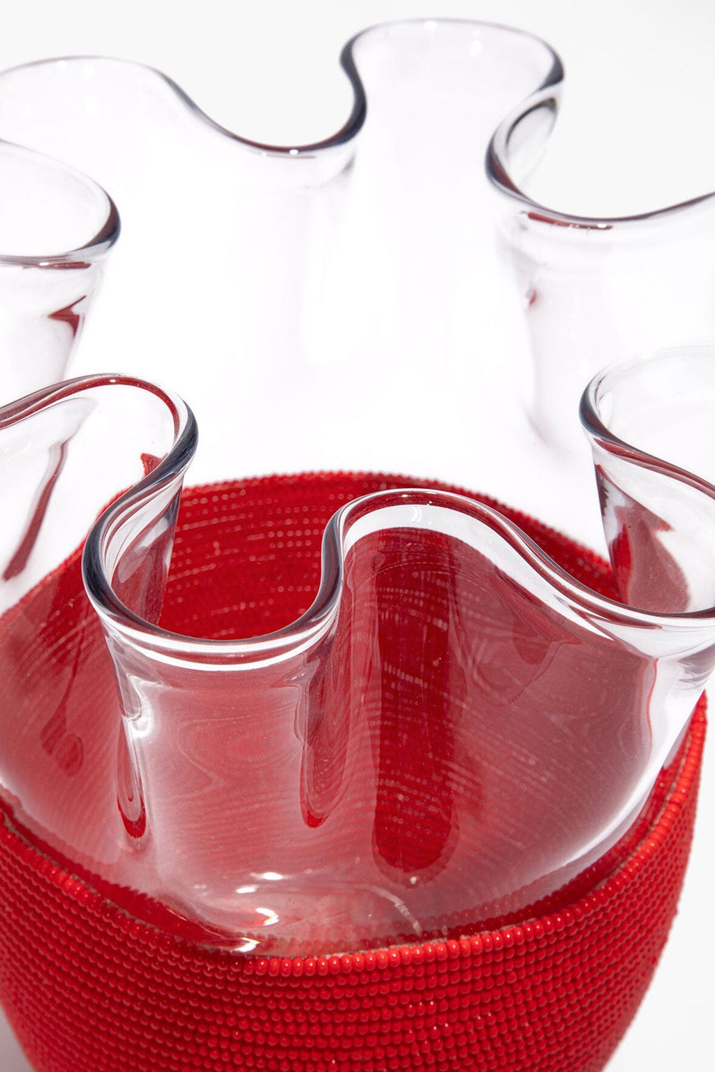 WAVY BEADED VASE | RED