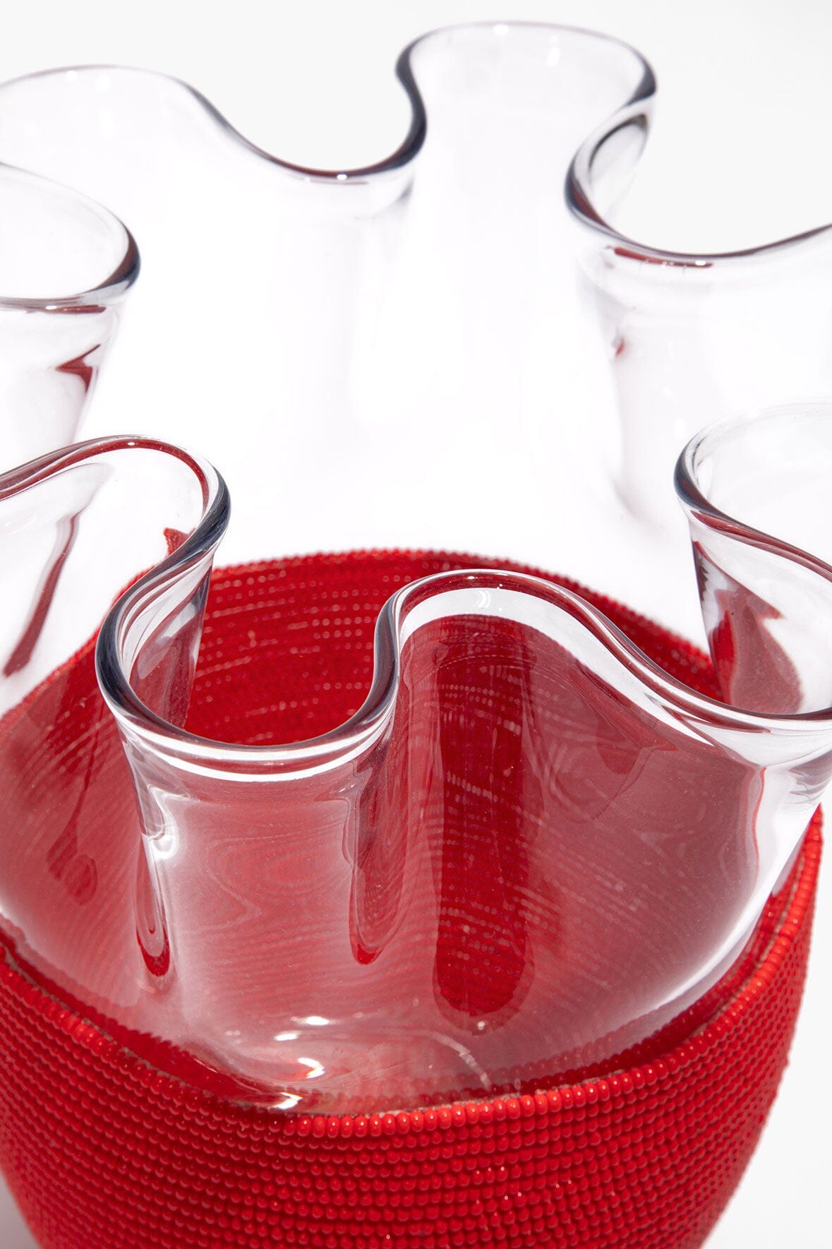 WAVY BEADED VASE | RED
