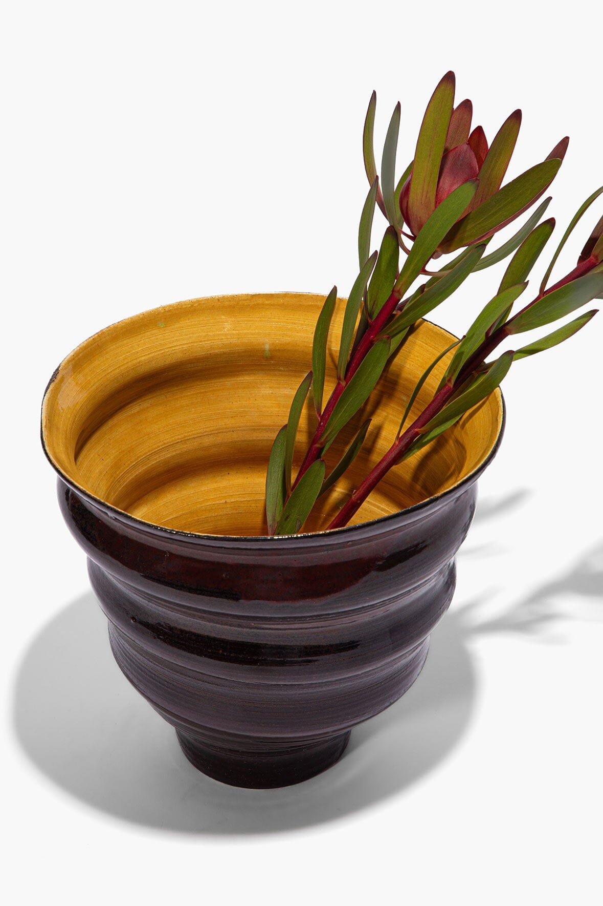STACKED CONE VASE | BURGUNDY MUSTARD GLAZE