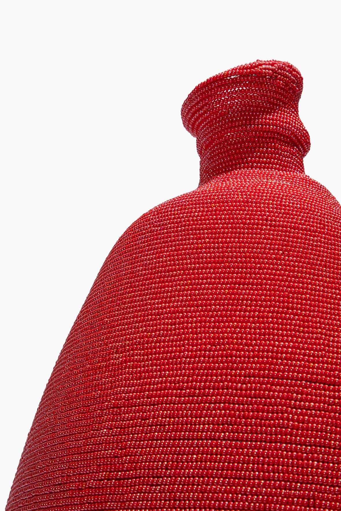 TALL HAND-BEADED VASE | RED